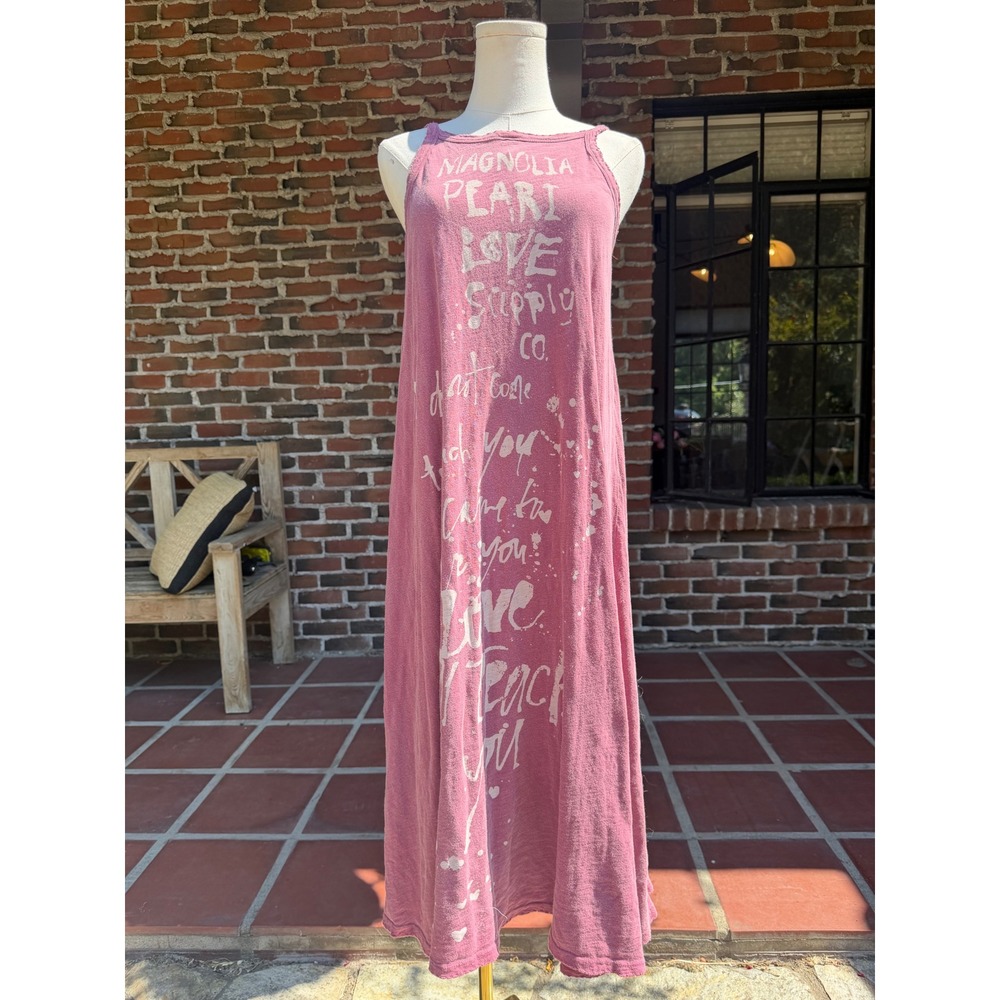 Magnolia Pearl Love Supply Co Pink Cotton Heart Graphic Tank Dress Tunic OS
